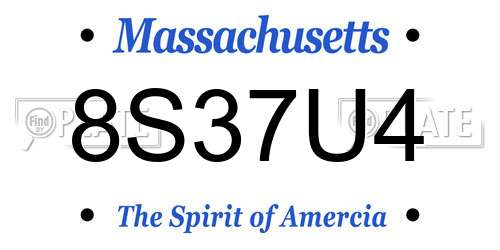 8S37U4 Massachusetts License Plate