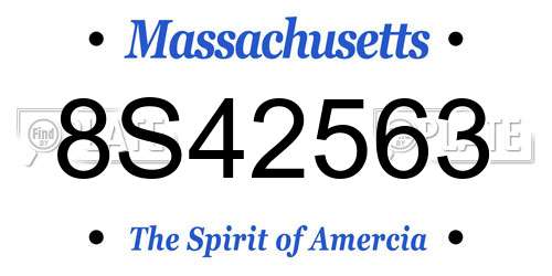 8S42563 Massachusetts License Plate