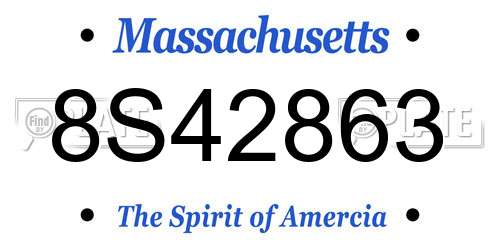 8S42863 Massachusetts License Plate