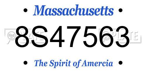8S47563 Massachusetts License Plate