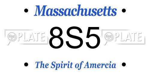 8S5 Massachusetts License Plate