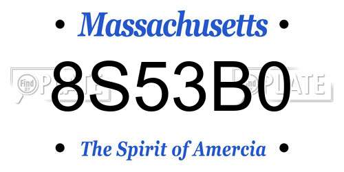 8S53B0 Massachusetts License Plate