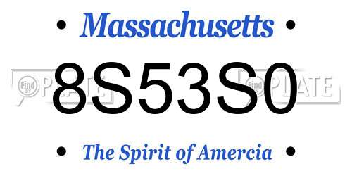 8S53S0 Massachusetts License Plate
