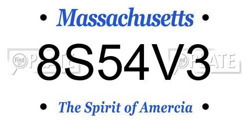 8S54V3 Massachusetts License Plate
