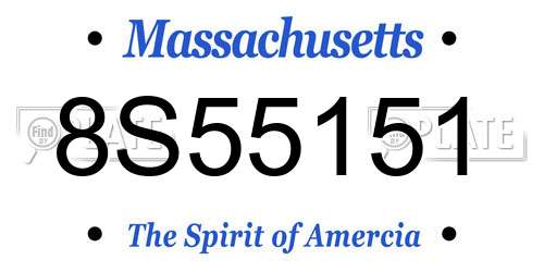 8S55151 Massachusetts License Plate