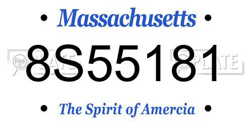 8S55181 Massachusetts License Plate