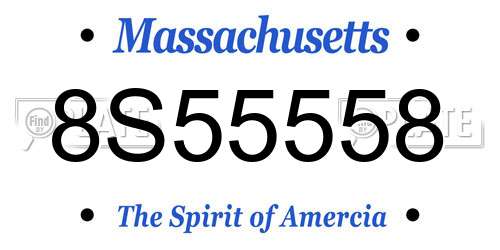8S55558 Massachusetts License Plate