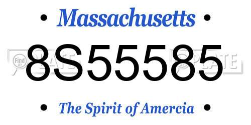 8S55585 Massachusetts License Plate