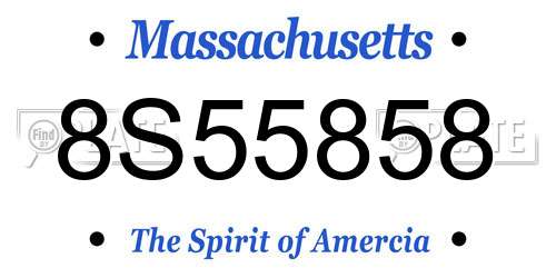 8S55858 Massachusetts License Plate