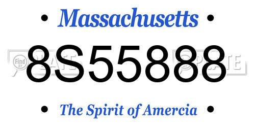 8S55888 Massachusetts License Plate