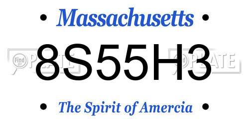 8S55H3 Massachusetts License Plate