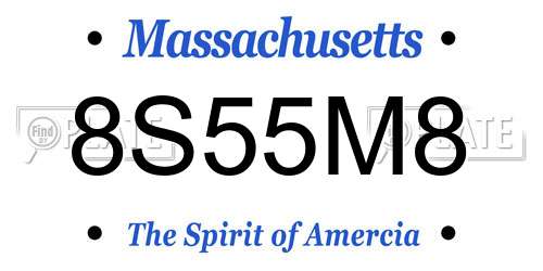 8S55M8 Massachusetts License Plate