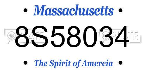 8S58034 Massachusetts License Plate