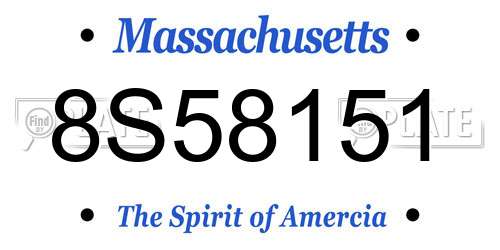 8S58151 Massachusetts License Plate