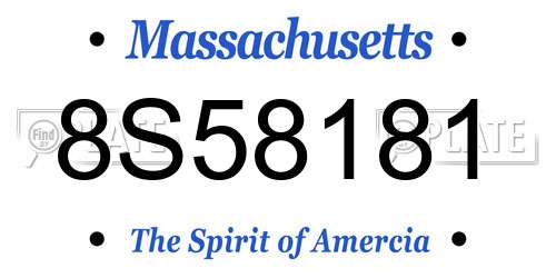 8S58181 Massachusetts License Plate
