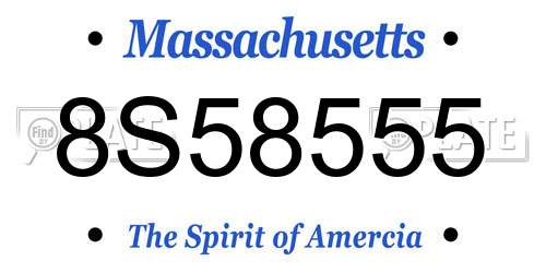 8S58555 Massachusetts License Plate