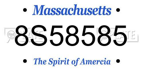 8S58585 Massachusetts License Plate