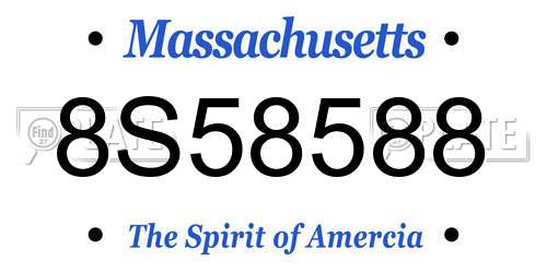 8S58588 Massachusetts License Plate