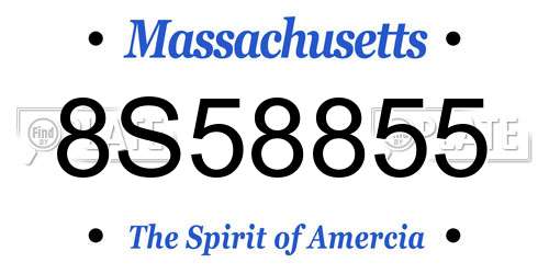 8S58855 Massachusetts License Plate