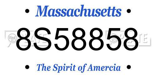 8S58858 Massachusetts License Plate