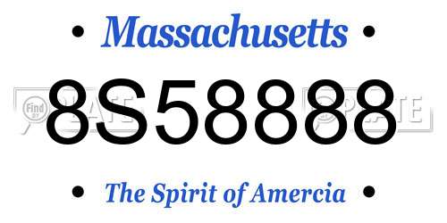 8S58888 Massachusetts License Plate