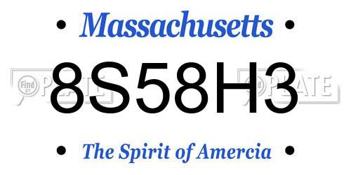 8S58H3 Massachusetts License Plate