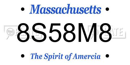 8S58M8 Massachusetts License Plate