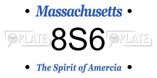 8S6 Massachusetts License Plate