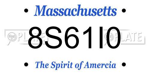 8S61I0 Massachusetts License Plate