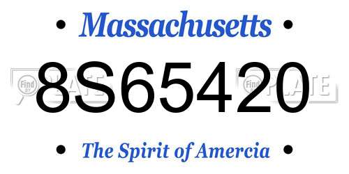 8S65420 Massachusetts License Plate