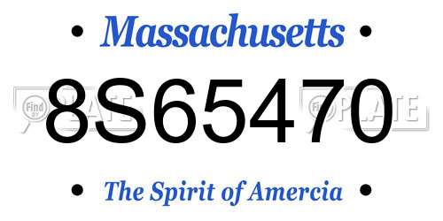 8S65470 Massachusetts License Plate
