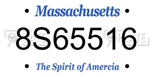 8S65516 Massachusetts License Plate