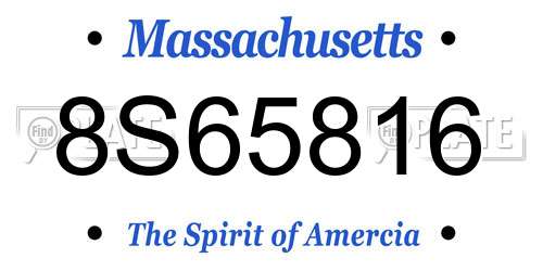 8S65816 Massachusetts License Plate
