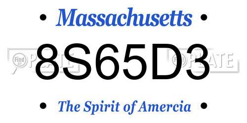 8S65D3 Massachusetts License Plate