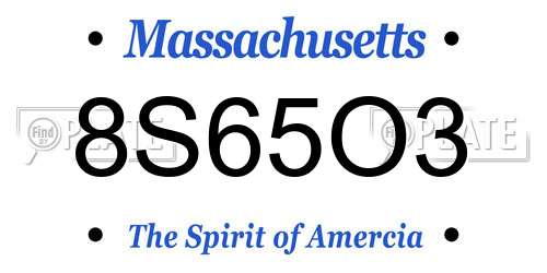 8S65O3 Massachusetts License Plate