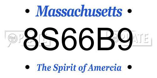 8S66B9 Massachusetts License Plate