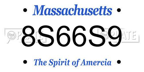 8S66S9 Massachusetts License Plate