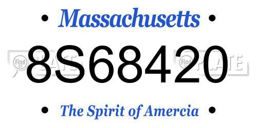 8S68420 Massachusetts License Plate