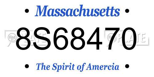 8S68470 Massachusetts License Plate