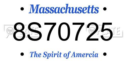 8S70725 Massachusetts License Plate