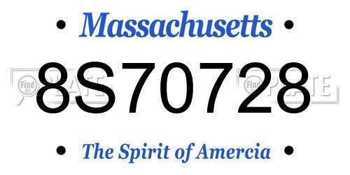 8S70728 Massachusetts License Plate