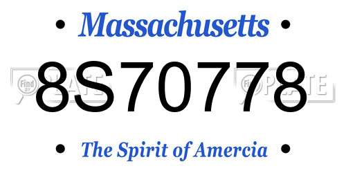 8S70778 Massachusetts License Plate