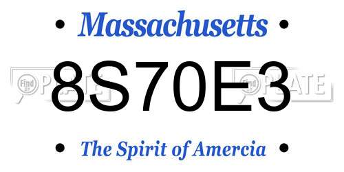 8S70E3 Massachusetts License Plate