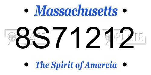 8S71212 Massachusetts License Plate