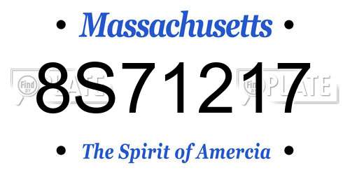 8S71217 Massachusetts License Plate