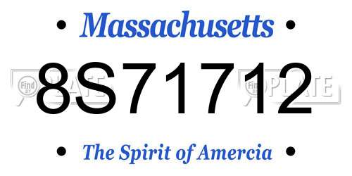 8S71712 Massachusetts License Plate