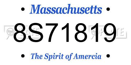 8S71819 Massachusetts License Plate