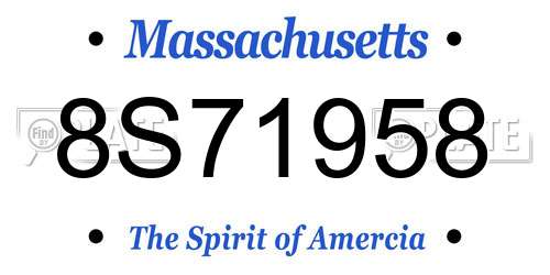8S71958 Massachusetts License Plate
