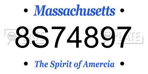 8S74897 Massachusetts License Plate
