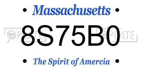 8S75B0 Massachusetts License Plate